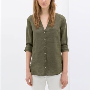 🍏NWT ZARA Linen Top Size XS